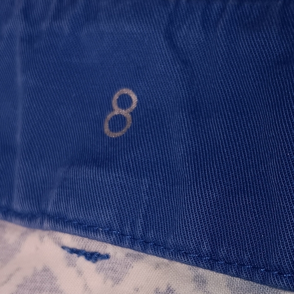 Ann Taylor Womens Carnegie Crop Pants Blue Geometric Mid Rise Skinny Size 8 - Picture 5 of 6